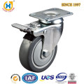 China 6 inch Top Plate Total Brake unfolding PU baby walker caster